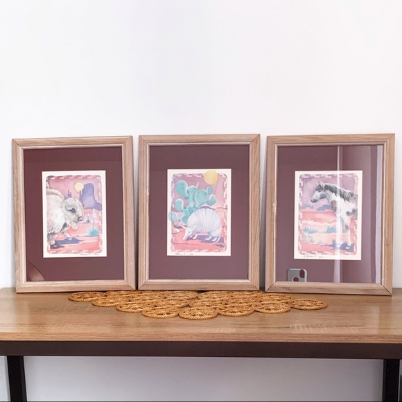 Vintage Set of 3 Southwest Pastel Prints Famed Art